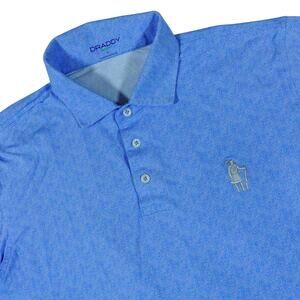 Draddy Sport Blue Warrior Logo Golf Polo Shirt Mens Large